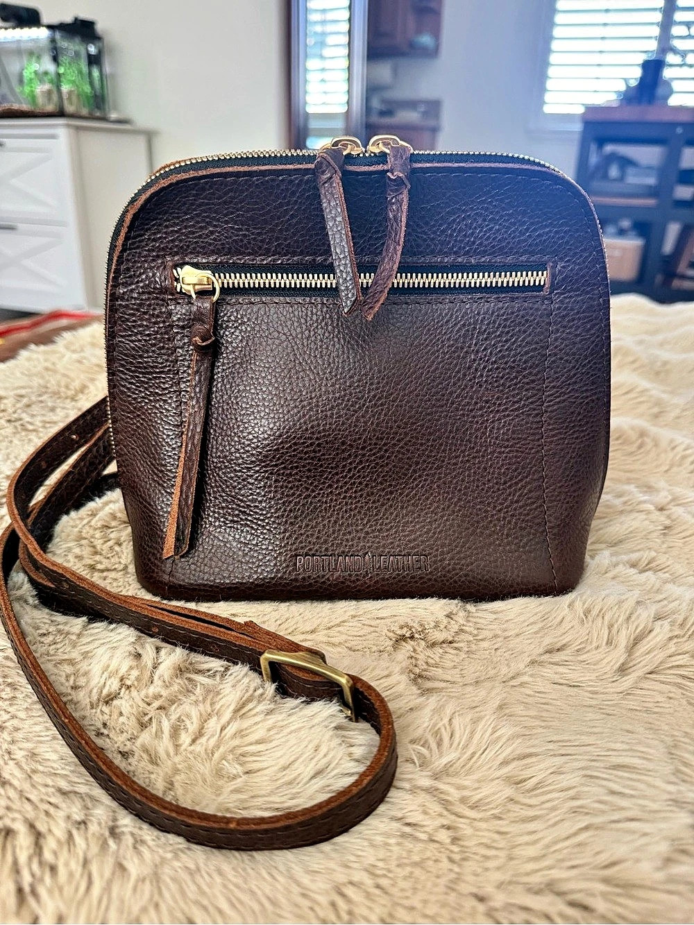 Portland Leather The Luna Small Crossbody Bag in Brown